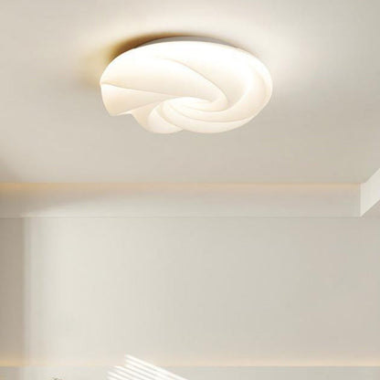 Contemporary Nordic Cream Flower Roll Acrylic Lampshade Iron LED Flush Mount Ceiling Light For Bedroom