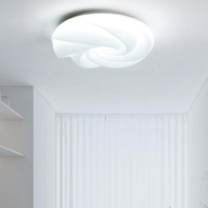 Contemporary Nordic Cream Flower Roll Acrylic Lampshade Iron LED Flush Mount Ceiling Light For Bedroom