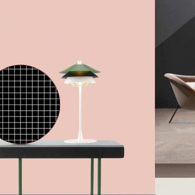 Contemporary Scandinavian Aluminum Glass Lampshade 1 - Light Table Lamp For Living Room