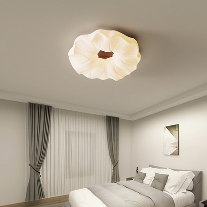 Contemporary Nordic Cream Flower Acrylic Lampshade Iron LED Flush Mount Ceiling Light For Bedroom
