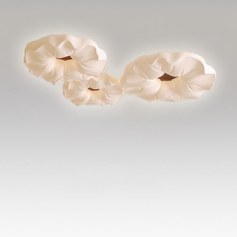 Contemporary Nordic Cream Flower Acrylic Lampshade Iron LED Flush Mount Ceiling Light For Bedroom