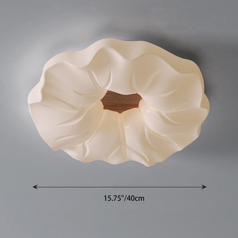 Contemporary Nordic Cream Flower Acrylic Lampshade Iron LED Flush Mount Ceiling Light For Bedroom