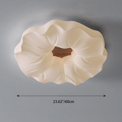 Contemporary Nordic Cream Flower Acrylic Lampshade Iron LED Flush Mount Ceiling Light For Bedroom
