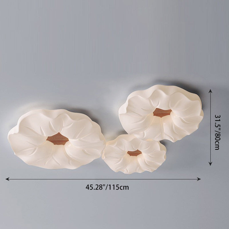 Contemporary Nordic Cream Flower Acrylic Lampshade Iron LED Flush Mount Ceiling Light For Bedroom