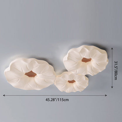 Contemporary Nordic Cream Flower Acrylic Lampshade Iron LED Flush Mount Ceiling Light For Bedroom