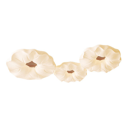 Contemporary Nordic Cream Flower Acrylic Lampshade Iron LED Flush Mount Ceiling Light For Bedroom