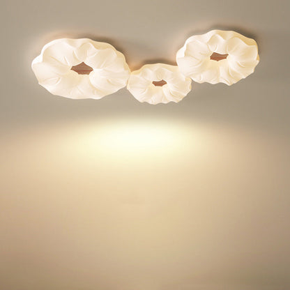 Contemporary Nordic Cream Flower Acrylic Lampshade Iron LED Flush Mount Ceiling Light For Bedroom