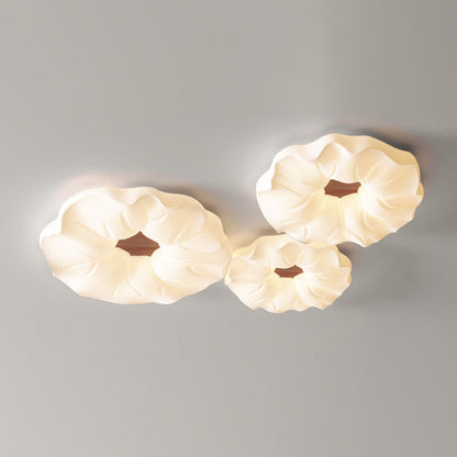 Contemporary Nordic Cream Flower Acrylic Lampshade Iron LED Flush Mount Ceiling Light For Bedroom