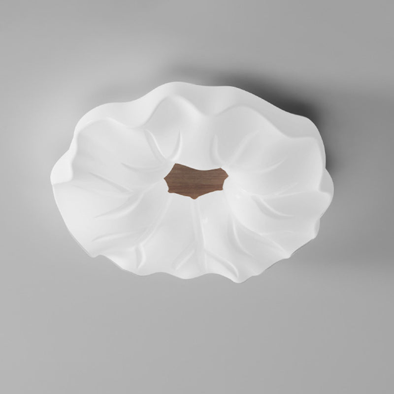 Contemporary Nordic Cream Flower Acrylic Lampshade Iron LED Flush Mount Ceiling Light For Bedroom