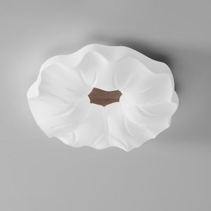 Contemporary Nordic Cream Flower Acrylic Lampshade Iron LED Flush Mount Ceiling Light For Bedroom