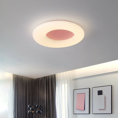Contemporary Nordic Donut Roto-molding Lampshade LED Flush Mount Ceiling Light For Bedroom