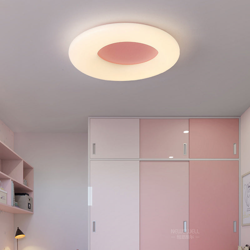 Contemporary Nordic Donut Roto-molding Lampshade LED Flush Mount Ceiling Light For Bedroom