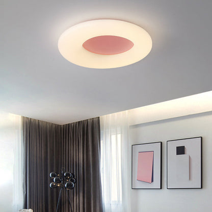 Contemporary Nordic Donut Roto-molding Lampshade LED Flush Mount Ceiling Light For Bedroom