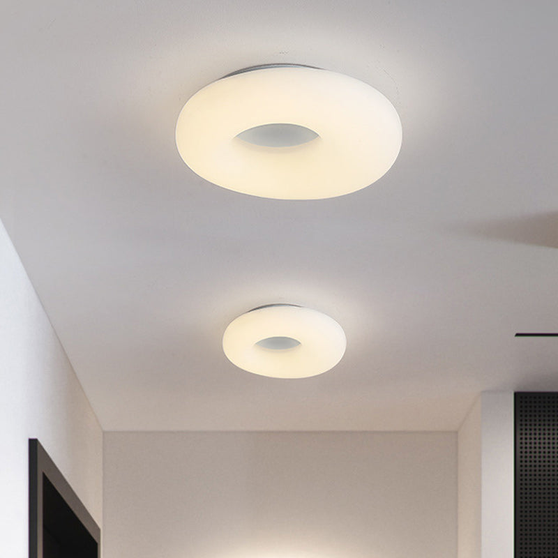 Contemporary Nordic Donut Roto-molding Lampshade LED Flush Mount Ceiling Light For Bedroom