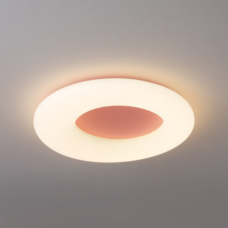Contemporary Nordic Donut Roto-molding Lampshade LED Flush Mount Ceiling Light For Bedroom