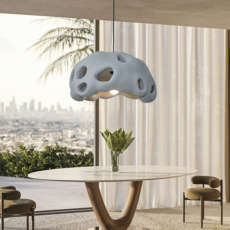 Contemporary Scandinavian Holes Full Polystyrene 1 - Light Chandelier For Dining Room
