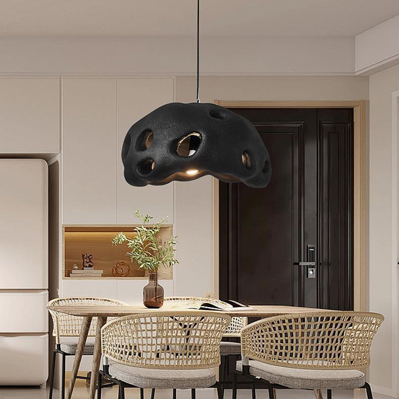 Contemporary Scandinavian Holes Full Polystyrene 1 - Light Chandelier For Dining Room