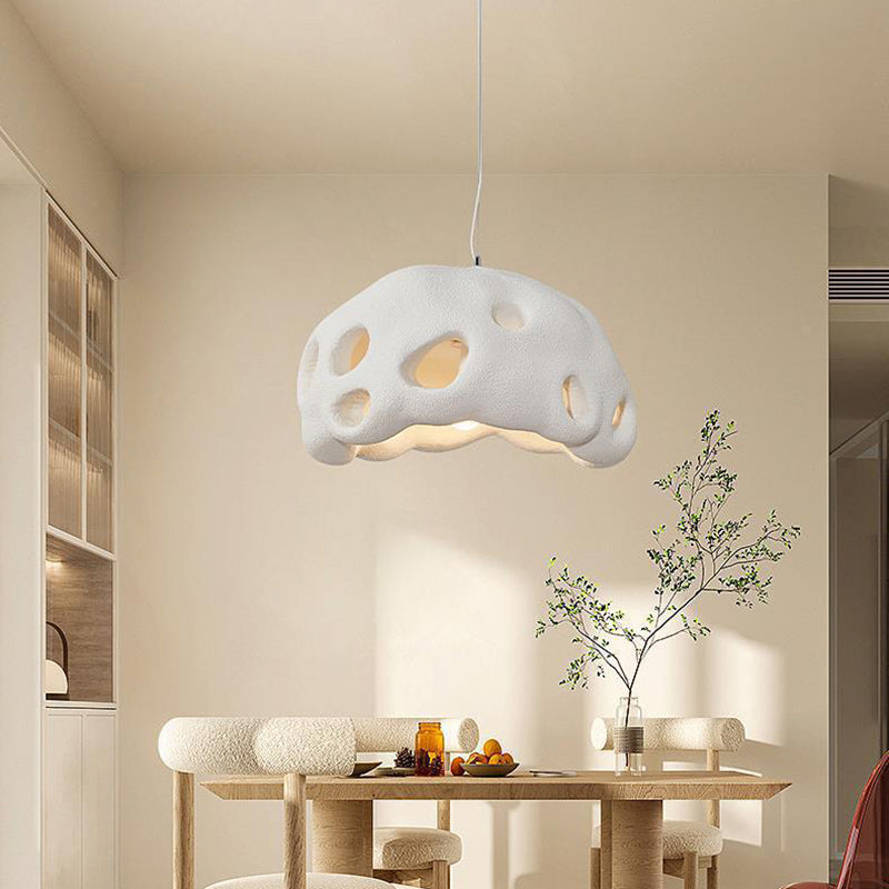 Contemporary Scandinavian Holes Full Polystyrene 1 - Light Chandelier For Dining Room