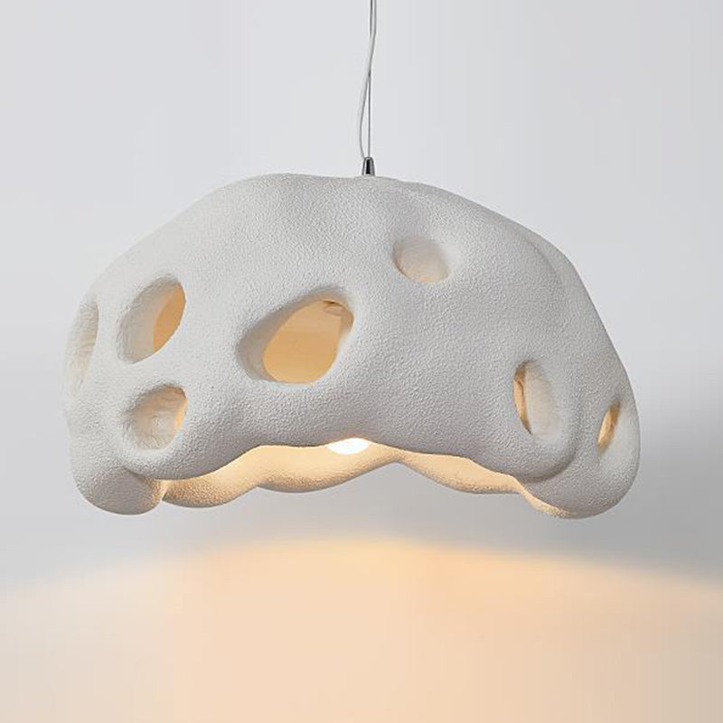 Contemporary Scandinavian Holes Full Polystyrene 1 - Light Chandelier For Dining Room