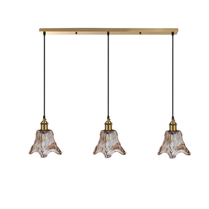 Contemporary Nordic Transparent Glass Lampshade Hardware 3 - Light Chandelier For Dining Room