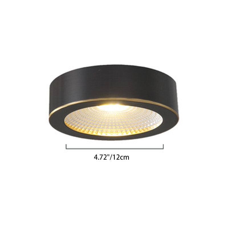 Modern Minimalist Round Full Copper Downlight LED Flush Mount Ceiling Light For Hallways