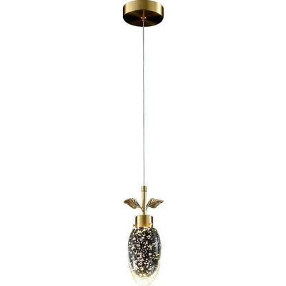 Modern Luxury Dome Water Drop Leaves Full Copper Crystal LED Pendant Light For Living Room