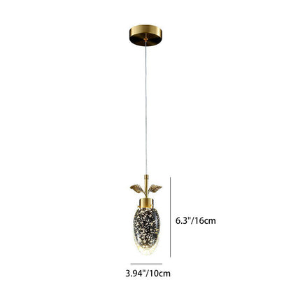 Modern Luxury Dome Water Drop Leaves Full Copper Crystal LED Pendant Light For Living Room
