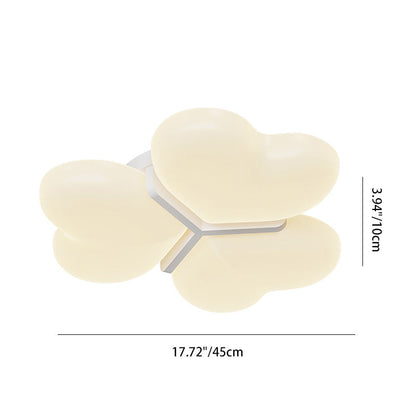 Contemporary Nordic Cream Three Love Hearts Acrylic Lampshade Iron LED Flush Mount Ceiling Light For Bedroom