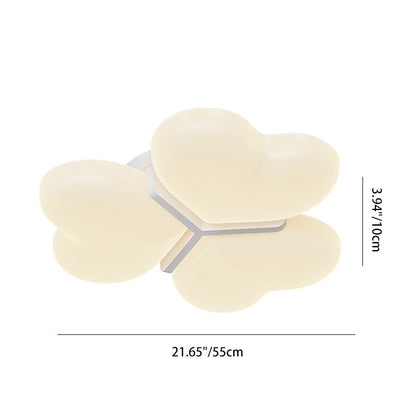 Contemporary Nordic Cream Three Love Hearts Acrylic Lampshade Iron LED Flush Mount Ceiling Light For Bedroom