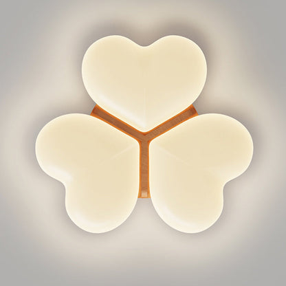 Contemporary Nordic Cream Three Love Hearts Acrylic Lampshade Iron LED Flush Mount Ceiling Light For Bedroom