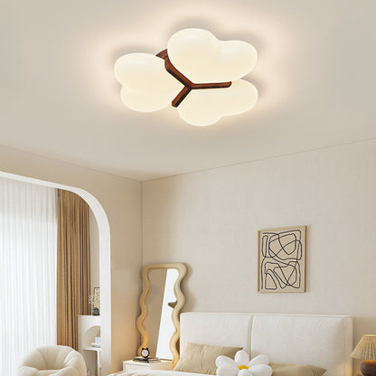 Contemporary Nordic Cream Three Love Hearts Acrylic Lampshade Iron LED Flush Mount Ceiling Light For Bedroom