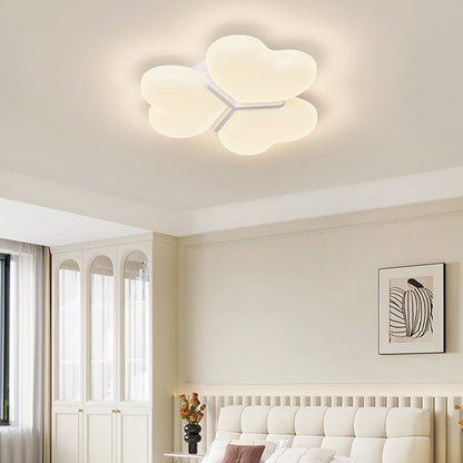 Contemporary Nordic Cream Three Love Hearts Acrylic Lampshade Iron LED Flush Mount Ceiling Light For Bedroom