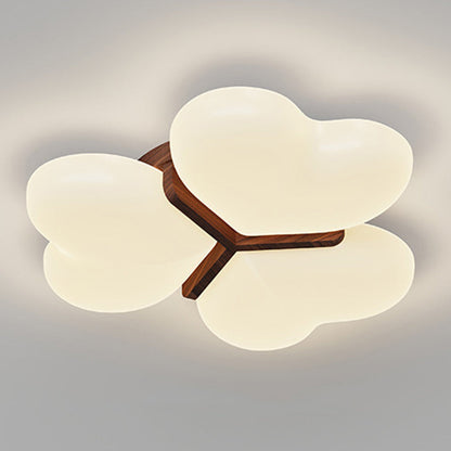 Contemporary Nordic Cream Three Love Hearts Acrylic Lampshade Iron LED Flush Mount Ceiling Light For Bedroom
