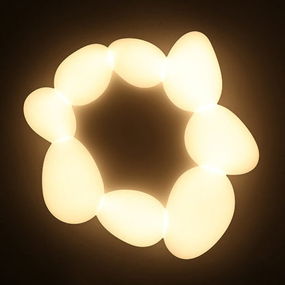 Contemporary Scandinavian Pebbles PE Lampshade Hardware LED Flush Mount Ceiling Light For Living Room