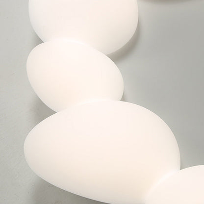 Contemporary Scandinavian Pebbles PE Lampshade Hardware LED Flush Mount Ceiling Light For Living Room