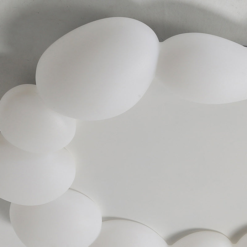 Contemporary Scandinavian Pebbles PE Lampshade Hardware LED Flush Mount Ceiling Light For Living Room