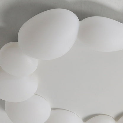 Contemporary Scandinavian Pebbles PE Lampshade Hardware LED Flush Mount Ceiling Light For Living Room