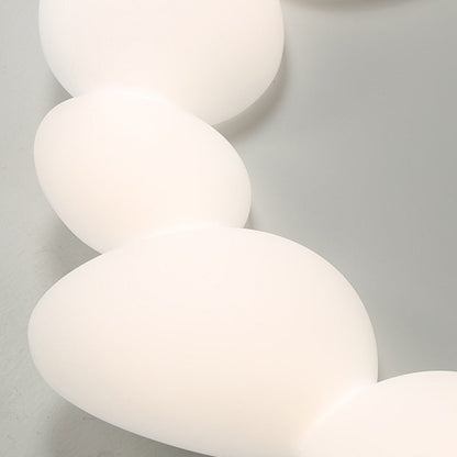 Contemporary Scandinavian Pebbles PE Lampshade Hardware LED Flush Mount Ceiling Light For Living Room