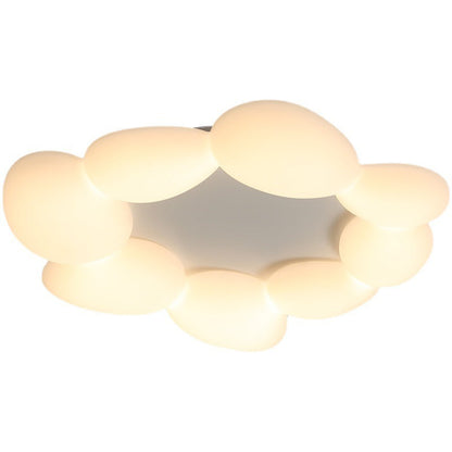 Contemporary Scandinavian Pebbles PE Lampshade Hardware LED Flush Mount Ceiling Light For Living Room