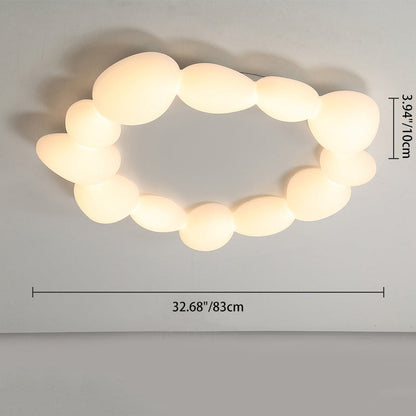 Contemporary Scandinavian Pebbles PE Lampshade Hardware LED Flush Mount Ceiling Light For Living Room