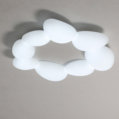 Contemporary Scandinavian Pebbles PE Lampshade Hardware LED Flush Mount Ceiling Light For Living Room