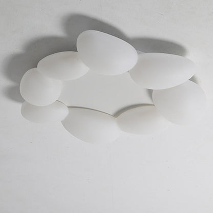 Contemporary Scandinavian Pebbles PE Lampshade Hardware LED Flush Mount Ceiling Light For Living Room