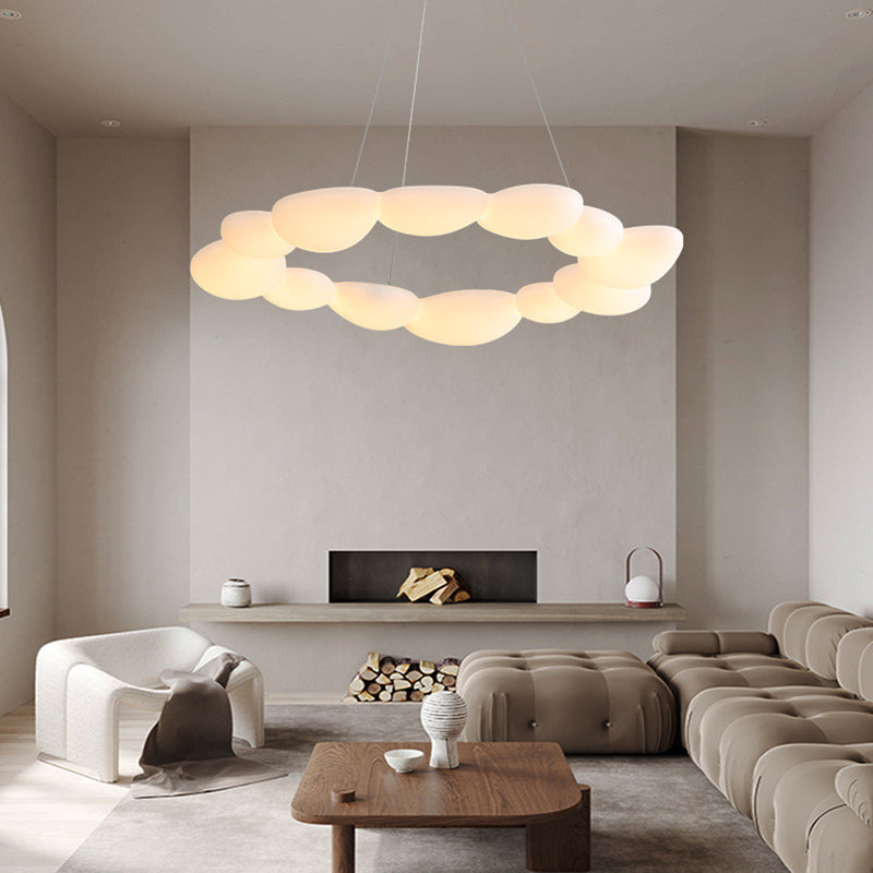 ثريا LED بتصميم معاصر من البولي إيثيلين بتصميم حصى اسكندنافي لغرفة الطعام