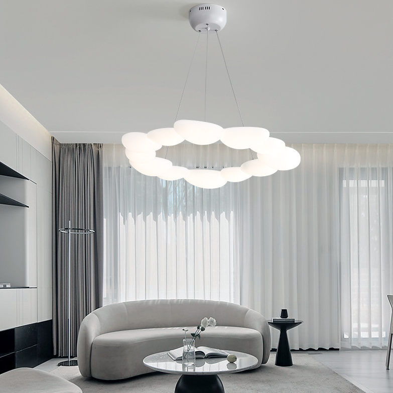 ثريا LED بتصميم معاصر من البولي إيثيلين بتصميم حصى اسكندنافي لغرفة الطعام