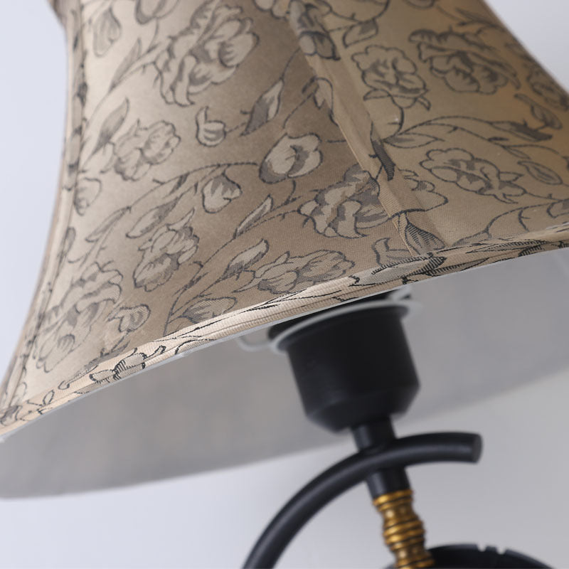 Traditional European Clock Pattern Fabric Lampshade Iron Base 1 - Light Table Lamp For Living Room