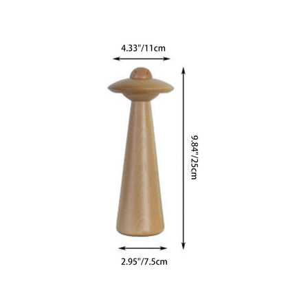 Traditional Japanese UFO Solid Wood Lampshade LED Table Lamp For Living Room