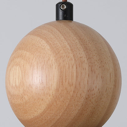 Traditional Japanese Dome Round Yellow Travertine Lampshade Wood LED Pendant Light For Dining Room