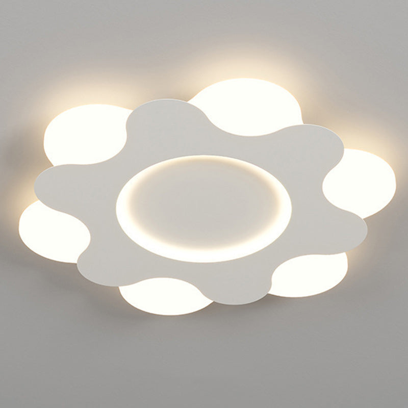 Contemporary Nordic Flower Shape Iron Acrylic Lampshade LED Flush Mount Ceiling Light For Bedroom