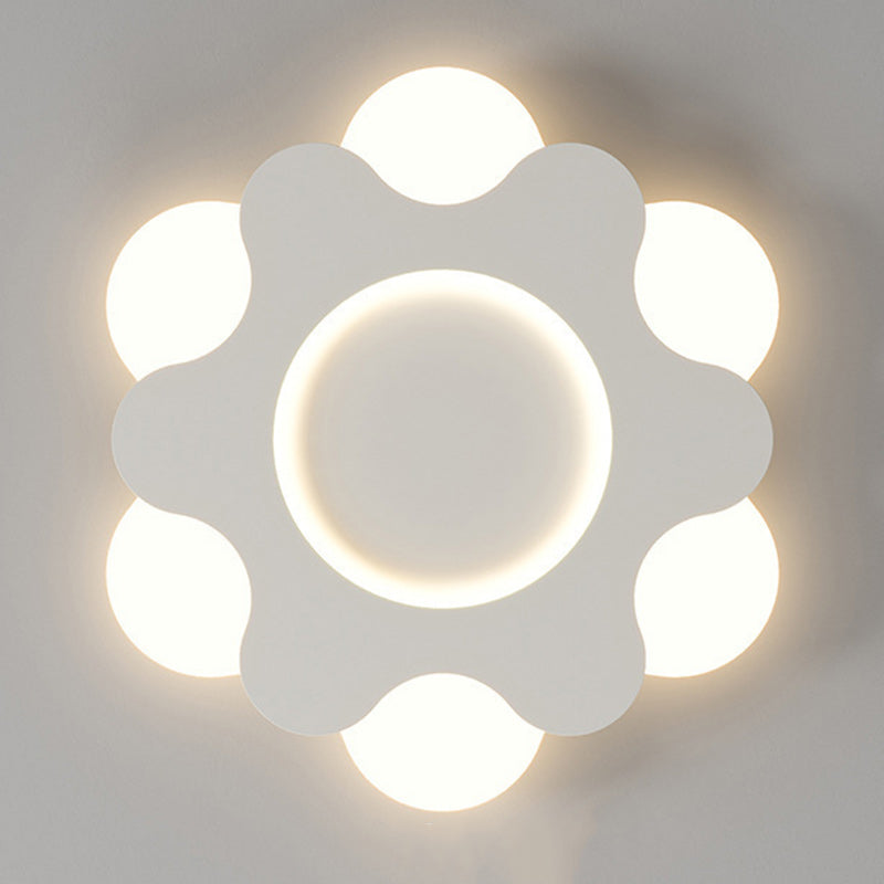 Contemporary Nordic Flower Shape Iron Acrylic Lampshade LED Flush Mount Ceiling Light For Bedroom