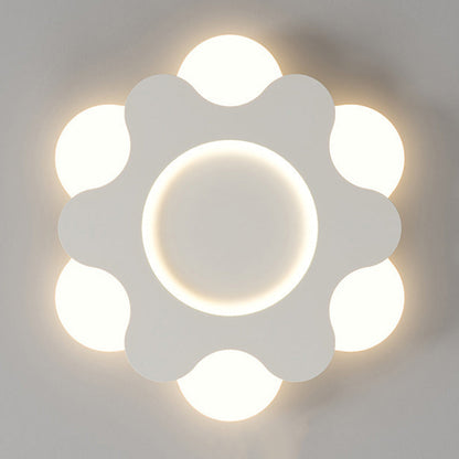 Contemporary Nordic Flower Shape Iron Acrylic Lampshade LED Flush Mount Ceiling Light For Bedroom